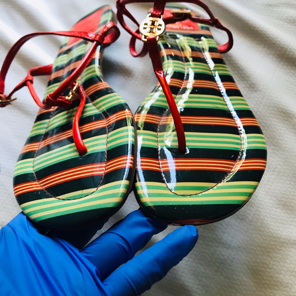 Tory Burch Striped Sandals - Red and Green - Picture 3 of 7